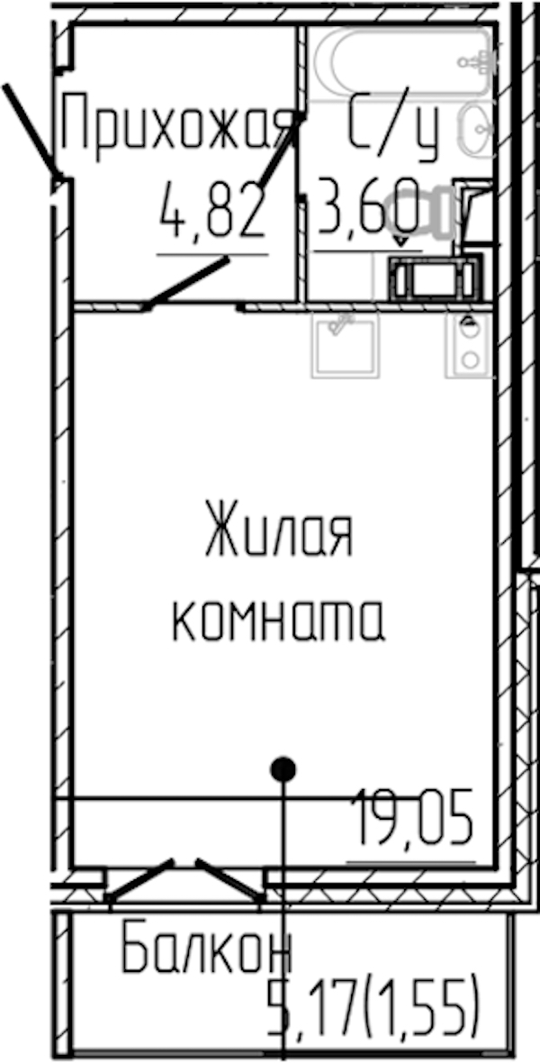 Квартира студия 29.02 м², 4/8 эт., ЖК «SERTOLOVO PARK»